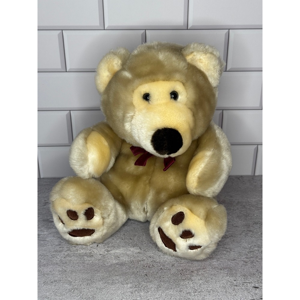 Vintage Dan Dee Collectors Choice‎ Teddy Bear Plush Tan Brown Bow Late 90s Y2K